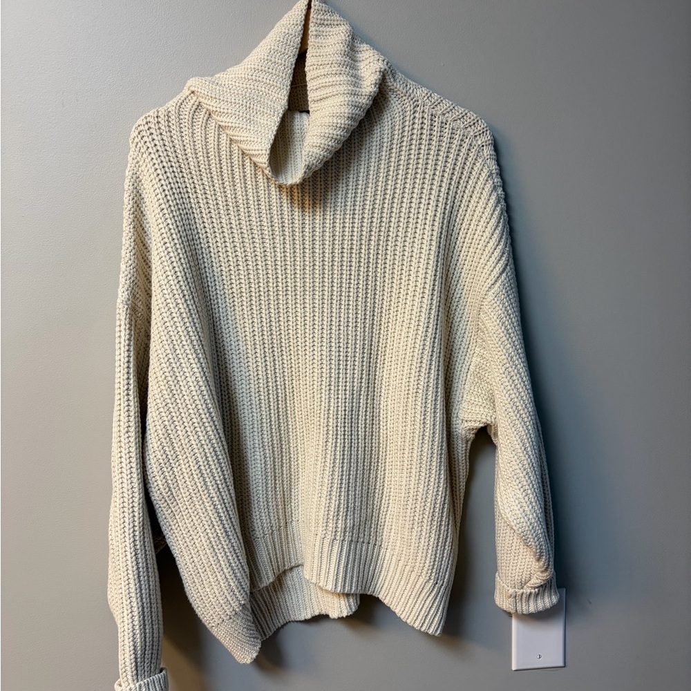 Free People Cream Cowl Neck Sweater